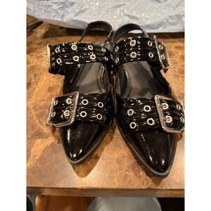 MADDEN GIRL Black Vardan Slingback Buckle Flatsi